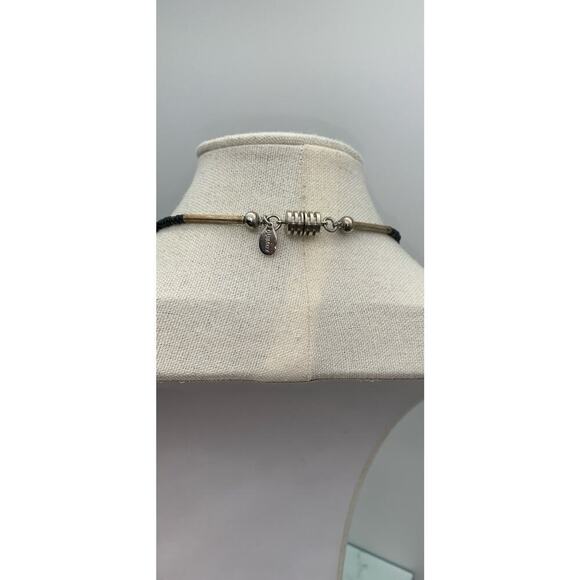 Vintage Signed French Designer DUBAUX Black & Pink Beaded Stone Pendant Necklace - Picture 7 of 7